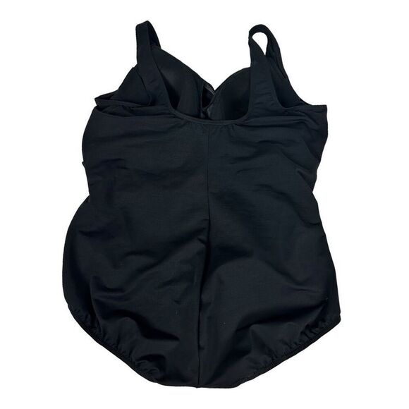 Lands End Womens Plus Size SlenderSuit Tummy Control V-neck Wrap One Piece Swims - Picture 3 of 11